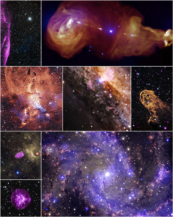 Collage: NASA's Chandra X-ray Observatory has released eight never-before-seen images from its archive. The Chandra Data Archive plays a central role in the Chandra mission by enabling the astronomical community. (Credit: NASA/CXC/SAO)