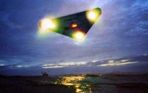 UFO Triangle Lights over Ocean