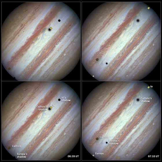 March of the moons: Hubble captures rare triple-moon conjunction
