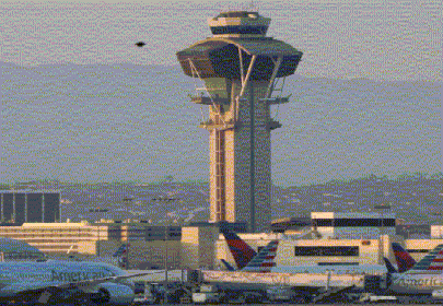 Photo taken in California of the Los Angeles LAX airport tower on August 20, 2016.