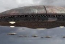 UFO over British Fleet 250 feet in diameter metallic