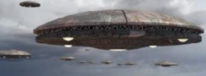 UFO over British Fleet 250 feet in diameter metallic